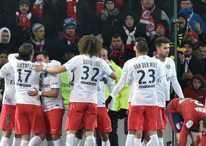 شادی بازیکنان پی اس جی|ليل 1 - 1 پاریس سن ژرمن / لوشامپیونه