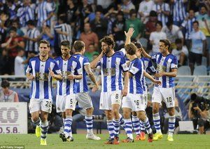 شادمانی بازیکنان سوسیداد|رئال سوسیداد 4-2 رئال مادرید / لالیگا