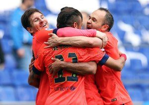 شادی بازیکنان بارسا|اسپانیول 0 - 2 بارسلونا / لالیگا