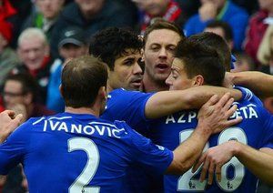 شادمانی بازیکنان چلسی|لیورپول 1 - 2 چلسی / لیگ جزیره