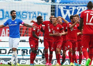 شادی بازیکنان بایرن|دارمشتات 98 0 - 3 بایرن مونیخ / بوندسلیگا