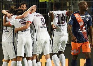 شادی بازیکنان پی اس جی|مون پليه 0 - 1 پاریس سن ژرمن / لوشامپیونه