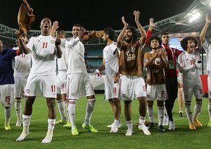 شادی بازیکنان امارات|ژاپن 1 (4) - (5) 1 امارات / جام ملت های آسیا 2015