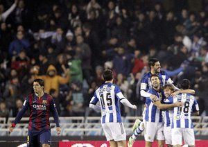 شادی بازیکنان سوسیداد|رئال سوسیداد 1 - 0 بارسلونا / لالیگا