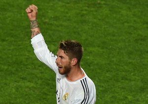 سرخیو راموس|سرخیو راموس پس از به ثمر رساندن گل تساوی بخش تیمش در فینال برابر اتلتیکو مادرید.