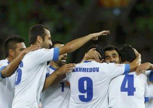 شادمانی بازیکنان ازبکستان|ازبکستان 3 - 1 عربستان / جام ملت های آسیا 2015