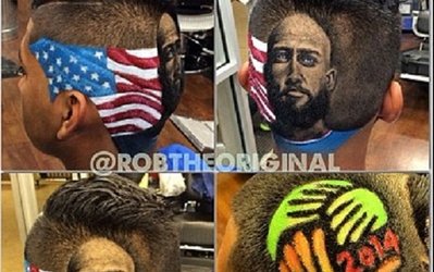 هنرنمایی جالب یک آرایشگر آمریکایی/ طراحی تصاویر بازیکنان روی سر مشتریان+تصاویر