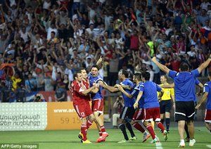 شادی بازیکنان ارمنستان|ارمنستان 2 - 3 پرتغال / مقدماتی جام ملت های اروپا