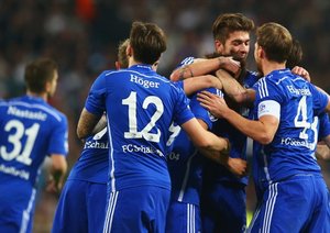 شادی بازیکنان شالکه|رئال مادرید 3 - 4 شالکه / لیگ قهرمانان