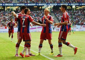 بایرن مونیخ|شادی رابرت لواندوفسکی بعد از باز کردن دروازه ولفسبورگ.