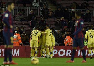 شادی بازیکنان ویارئال|بارسلونا 3 - 2 ویارئال / لالیگا