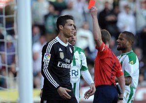 کارت قرمز رونالدو|کوردوبا 1 - 2 رئال مادرید / لالیگا