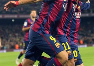 شادی مهاجمان بارسا