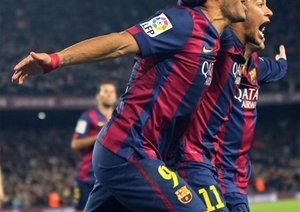 شادی مهاجمان بارسا|بارسلونا 3 - 1 اتلتیکو مادرید / لالیگا