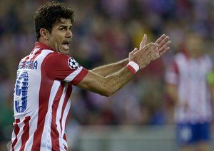 دیگو کاستا|دیگو کاستا در بازی برابر چلسی در ورزشگاه خانگی تیمش. این بازی با نتیجه ی 0-0 به پایان رسید.