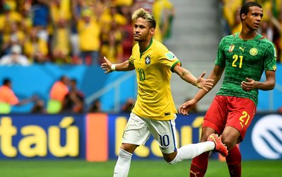 نیمه اول: کامرون 1 - برزیل 2 / پیروزیِ برزیل در نیمه اول با درخشش نیمار