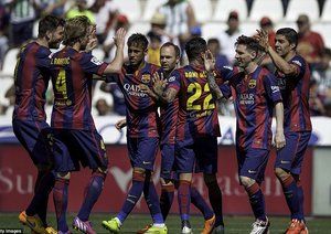 شادی بازیکنان بارسا|کوردوبا 0 - 8 بارسلونا / لالیگا