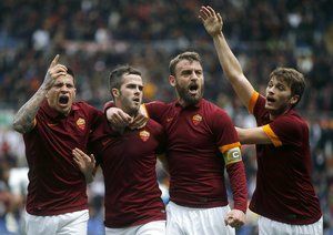 شادی بازیکنان رم|رم 1 - 0 ناپولی / سری آ