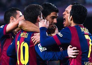 شادی بازیکنان بارسا|بارسلونا 5 - 0 لوانته / لالیگا