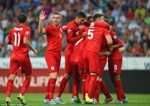 شادی بازیکنان انگلستان|اسلوونی 2 - 3 انگلستان / مقدماتی یورو 2016