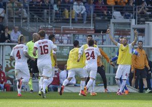 شادی بازیکنان رم|تورینو 1 - 1 رم / سری آ