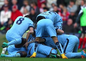 شادی بازیکنان من سیتی