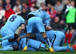 شادی بازیکنان من سیتی|ساوتهمپتون 0 - 3 منچستر سیتی / لیگ جزیره