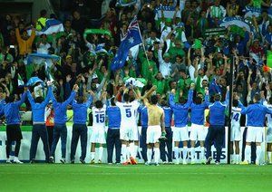 شادمانی بازیکنان ازبکستان|ازبکستان 3 - 1 عربستان / جام ملت های آسیا 2015