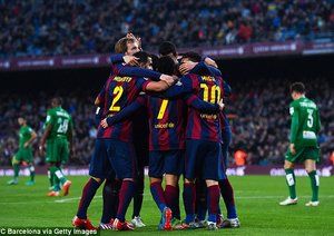 شادی بازیکنان بارسا|بارسلونا 5 - 0 لوانته / لالیگا