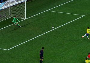 نیمار|لحظه به ثمر رسیدن گل دوم برزیل توسط نیمار از روی نقطه پنالتی .