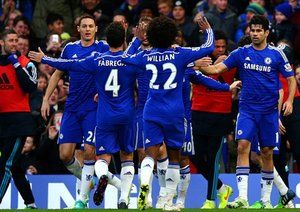 شادمانی بازیکنان چلسی|چلسی 2 - 0 نیوکاسل / لیگ جزیره