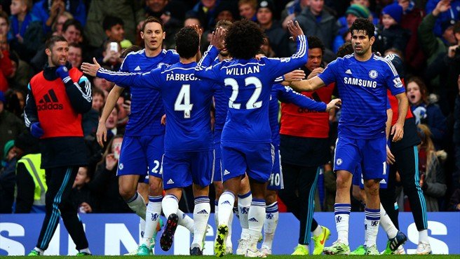 شادمانی بازیکنان چلسی