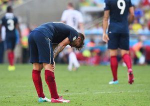 آنتوان گريزمان|عکس العمل بازیکن  تیم ملی فرانسه ، آنتوان گريزمان بعد از  بازی مقابل آلمان.