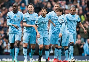 شادی بازیکنان من سیتی