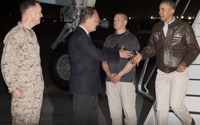 اوباما در یک پایگاه نظامی بازی آلمان و آمریکا را تماشا کرد