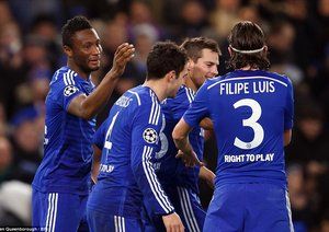 شادی بازیکنان چلسی|چلسی 3 - 1 اسپورتينگ لیسبون / لیگ قهرمانان