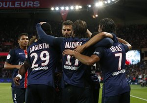 شادی بازیکنان پی اس جی|پاریس سن ژرمن 2 - 0 گازیله آژاکسیو / لیگ 1 فرانسه