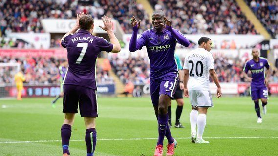 سوانسی 2 - 4 منچستر سیتی/هفته سی و هفتم لیگ برتر/گل های مسابقه