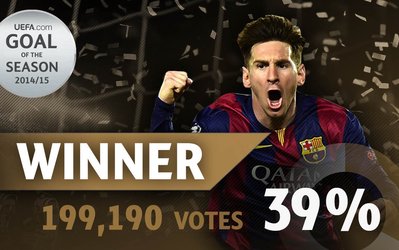 عنوان بهترین گل فصل یوفا به مسی رسید + ویدئو